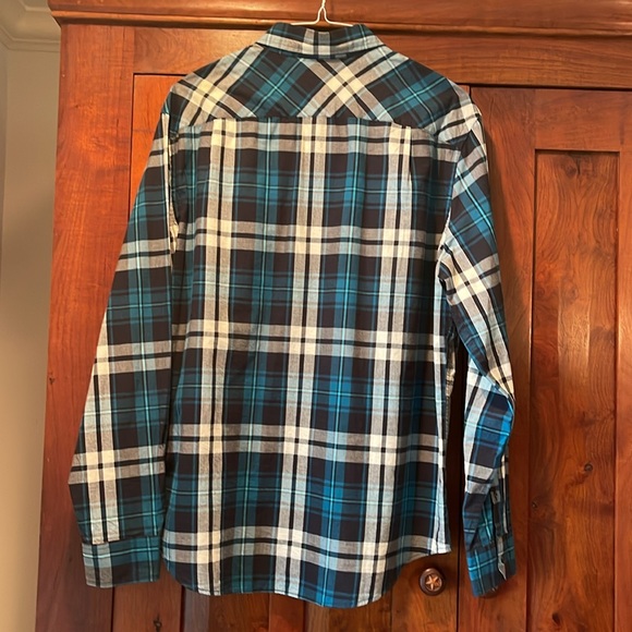 American Eagle Prep Fit Blue Plaid Button Down Shirt, men’s XL - Picture 2 of 4